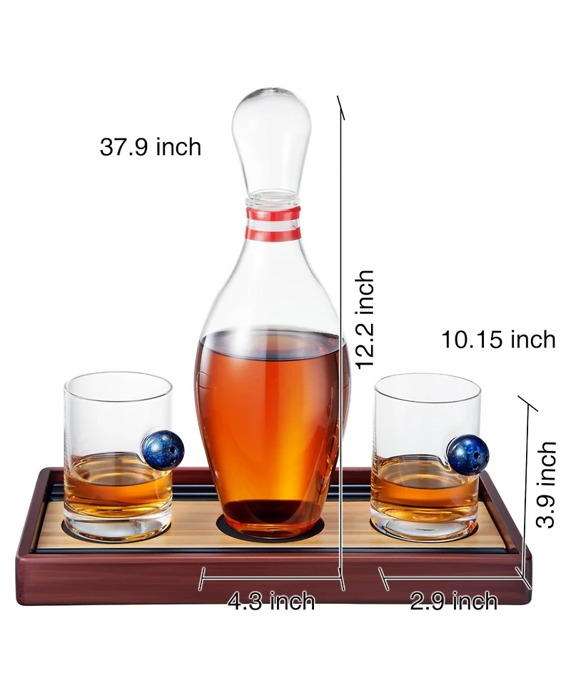 The Wine Savant Bowling Pin 3-Pc. Whiskey Decanter Set