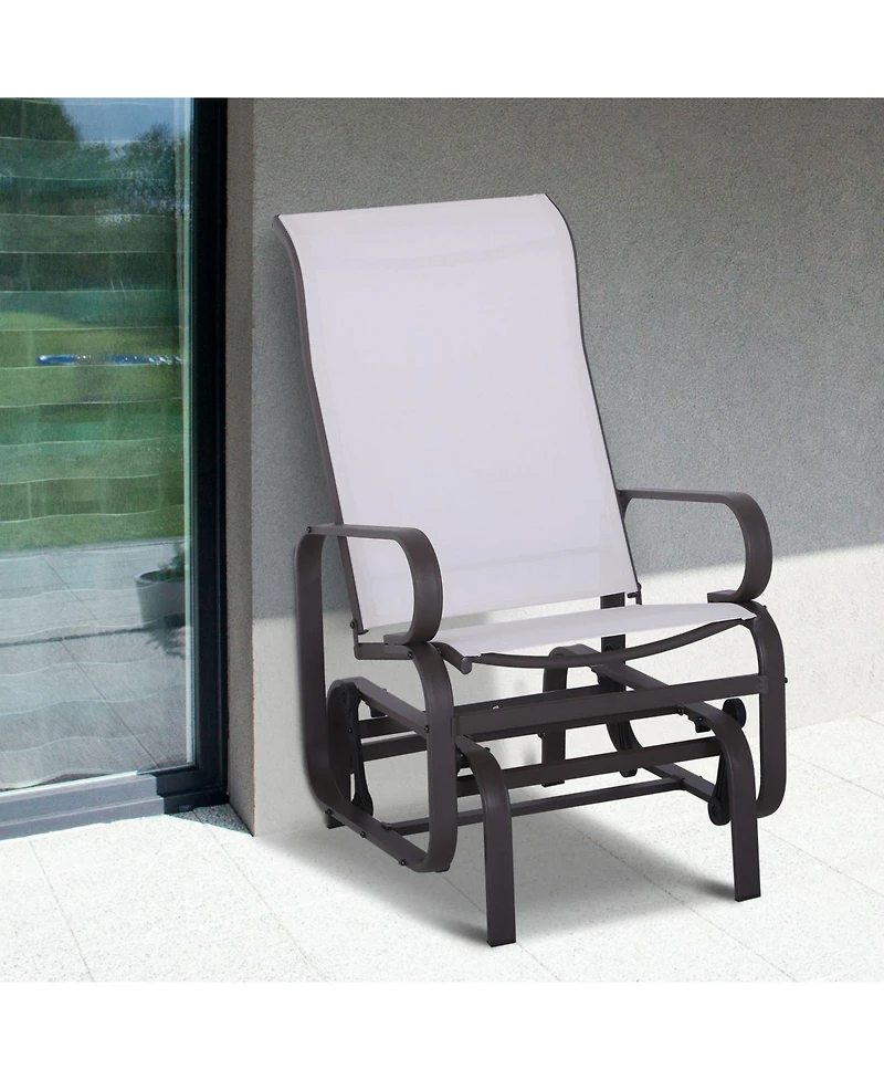 Outsunny Gliding Lounger Chair, Outdoor Swinging Chair with Smooth Rocking Arms and Lightweight Construction for Patio Backyard, Beige