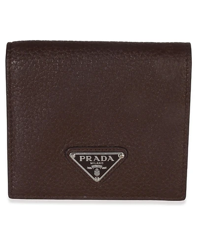 Pre-Owned Prada Brown Saffiano Sienna Bi-Fold Wallet
