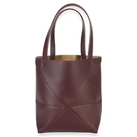 Pre-Owned Loewe Burgundy Calfskin Mini Puzzle Fold Tote