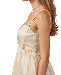 Modenaire Women's Kristina Bow Bubble-Hem Spaghetti-Strap Mini Dress