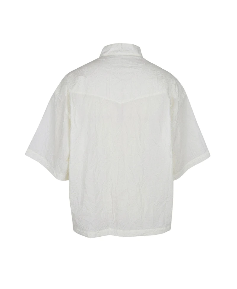Modenaire Men's Short Sleeve Stand-Collar Dual-Pocket Shirt