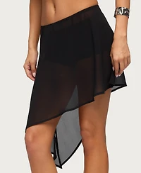 Edikted Women's Irenah Asymmetric Sheer Chiffon Midi Skirt