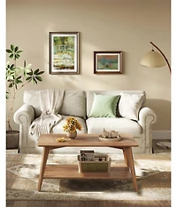 Slickblue 2 Tier Coffee Table with Storage Rounded Edge Living Room Table