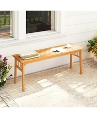 Sugift 48 in Acacia Wood Two-Person Outdoor Bench with Slatted Seat