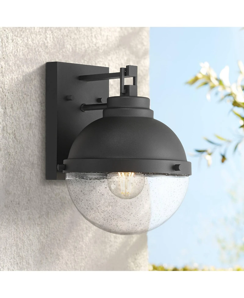 Possini Euro Design Sargasso 11" High Modern Outdoor Wall Light Fixture Mount Porch House Set of 2 Sand Black Marine Grade Finish