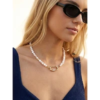 Joey Baby Freshwater Pearl Gold-Tone Layered Necklace And Huggie Earring Set