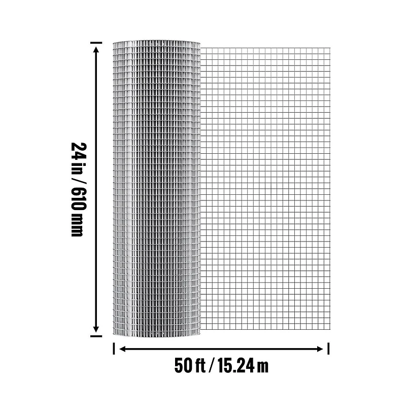 Sugift Hardware Cloth 1/2 in 24 inch 50 feet Hot Dipped Galvanized Wire Mesh