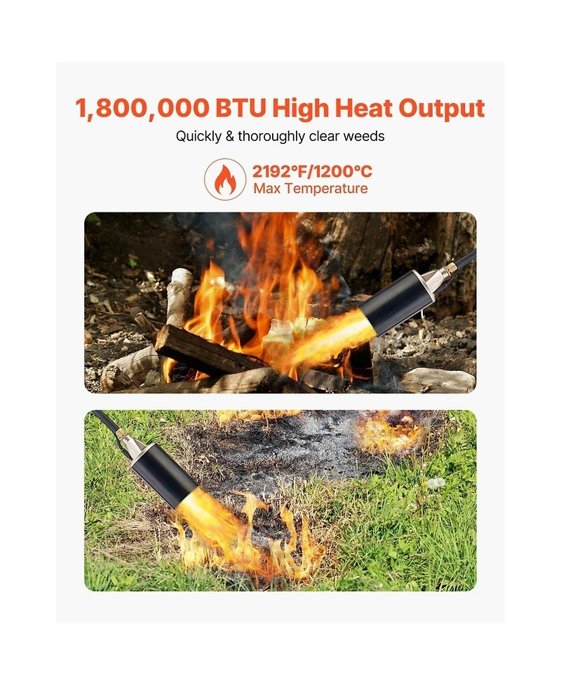 Sugift Propane Torch Weed Burner High Output 1 800 000 Btu with 10 ft Hose