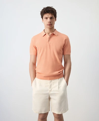 Mango Men's Microstructure Fine-Knit Polo Shirt