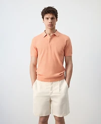 Mango Men's Microstructure Fine-Knit Polo Shirt