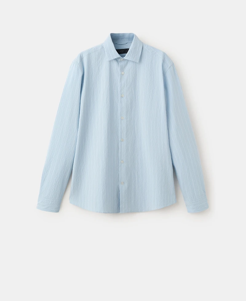 Mango Men's Wrinkled-Effect Pinstripe Shirt