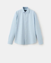 Mango Men's Wrinkled-Effect Pinstripe Shirt