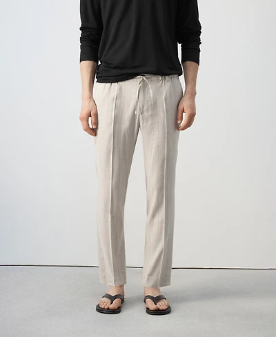 Mango Men's Striped Slim-Fit Linen Pants