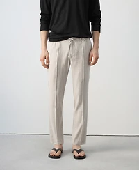 Mango Men's Striped Slim-Fit Linen Pants