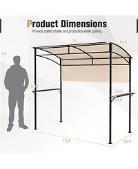Gymax 7.8 x 4.4 Ft Grill Gazebo Outdoor Patio Bbq Canopy w/ Metal Shelves for Backyard