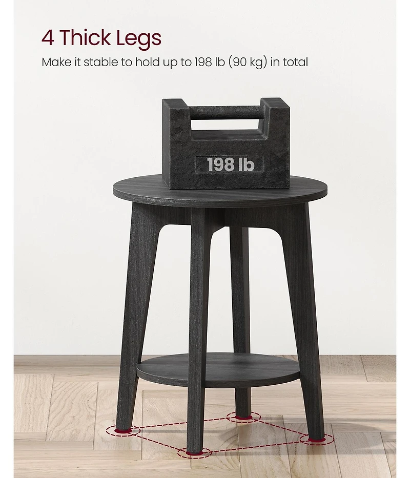 Slickblue Modern Round End Table with Lower Shelf for Sofa and Bedside