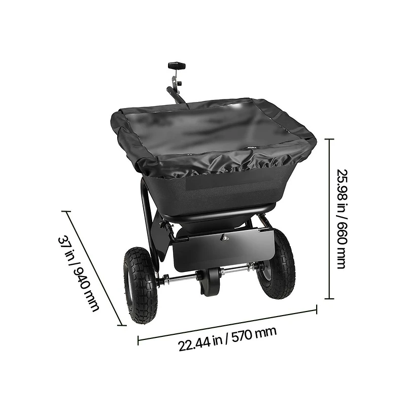 Sugift Tow-Behind Spreader 9.8 feet Spreading Width Broadcast Spreader with 10" All-Terrain Tires