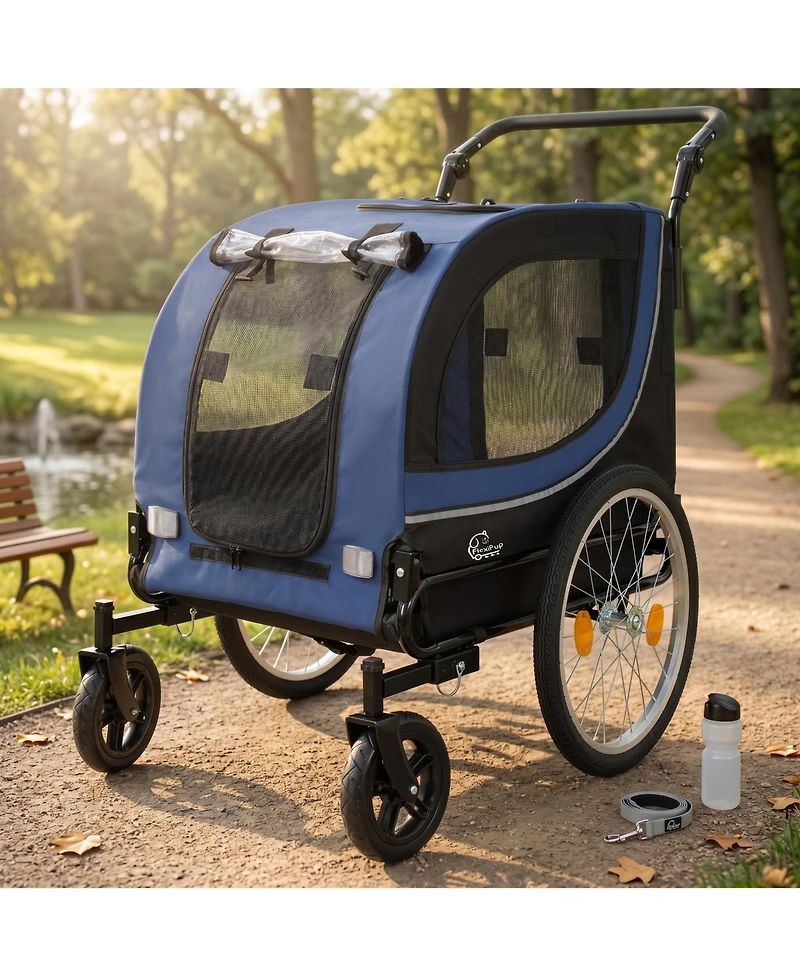Aostirmotor 2-in-1 Bike Trailer and Pet Stroller for Dogs up to 100 lbs, Foldable Carrier Cart with Air-Filled Wheels
