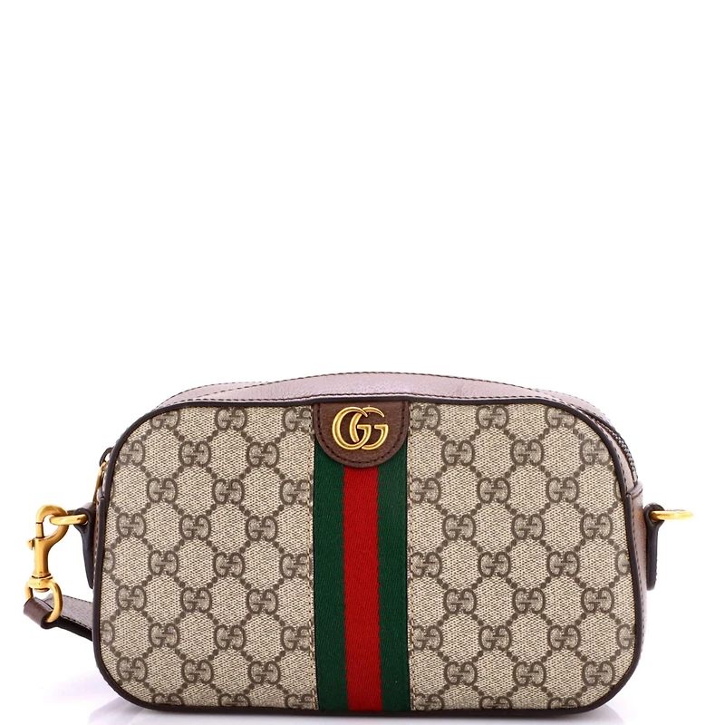 Pre-Owned Gucci Small Ophidia Convertible Camera Bag Gg Coated Canvas with Leather