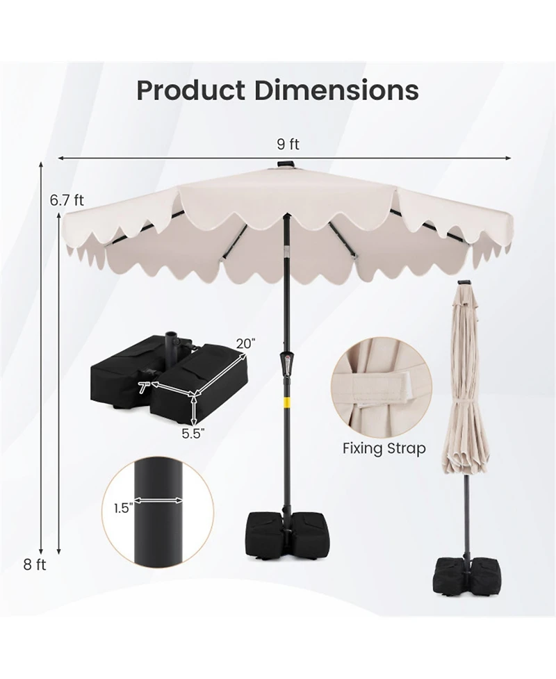 Clihome Outdoor Patio Umbrella with Solar Led Lights and Weighted