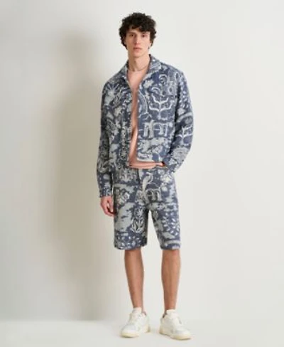 Scotch Soda Mens Delfts Blauw Jacquard Matching Set Paired With Misty Rose Handpainted Graphic T Shirt