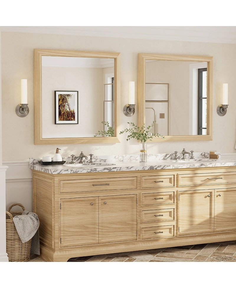 Apmir 36" x 36" Inch Thick Metal Framed Wall Mirrors for Bedroom, Rectangle Wall-Mounted Mirrors