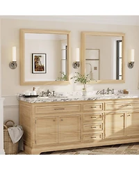 Apmir 36" x 36" Inch Thick Metal Framed Wall Mirrors for Bedroom, Rectangle Wall-Mounted Mirrors
