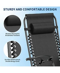 gaomon Set of 2 Patio Lounge Chair, Folding Portable Camping Chair for Yard, Garden