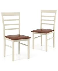 Slickblue Modern Pu Leather Armless Dining Chair Set of 2 with Solid Wooden Legs