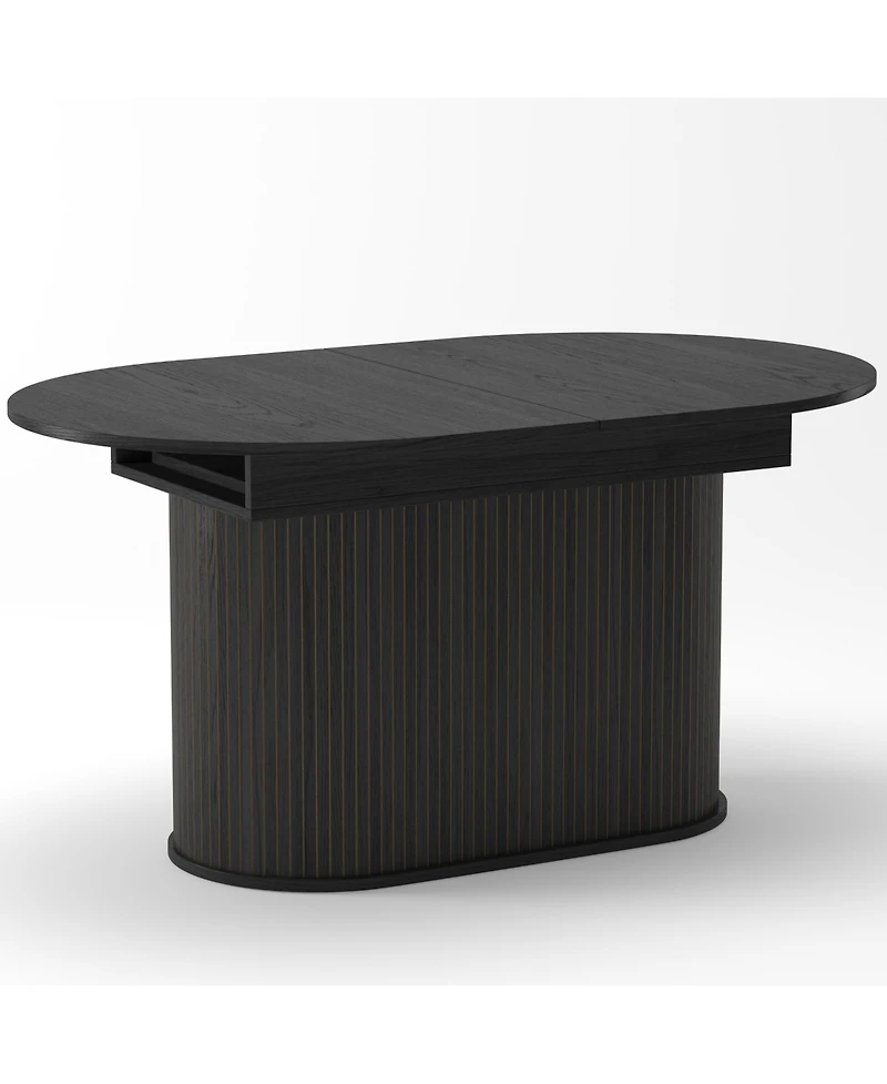 Rainsken 55.11"-70.86" Extendable Dining Table for 4-6, Oval Kitchen with Striped Legs Living Room and