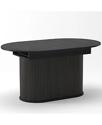 Rainsken 55.11"-70.86" Extendable Dining Table for 4-6, Oval Kitchen with Striped Legs Living Room and