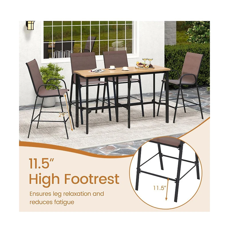 Boyel Living Outdoor Bar Stools Set of 2 29 Inch Fabric Bar Height Stools with Armrests