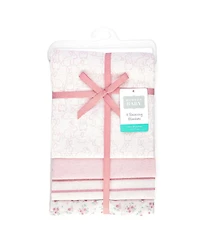 Hudson Baby Girl Cotton Poly Flannel Receiving Blankets 4-Pack, Wispy Wild Flower Bunny, One Size