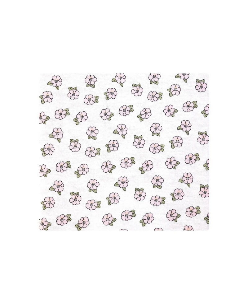 Hudson Baby Girl Cotton Poly Flannel Receiving Blankets Bundle 7-Pack, Soft Pink Floral, One Size