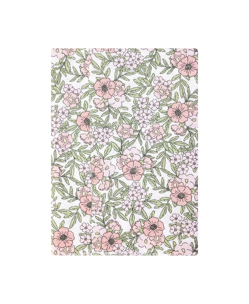 Hudson Baby Girl Cotton Poly Flannel Burp Cloths -Pack, Soft Pink Floral