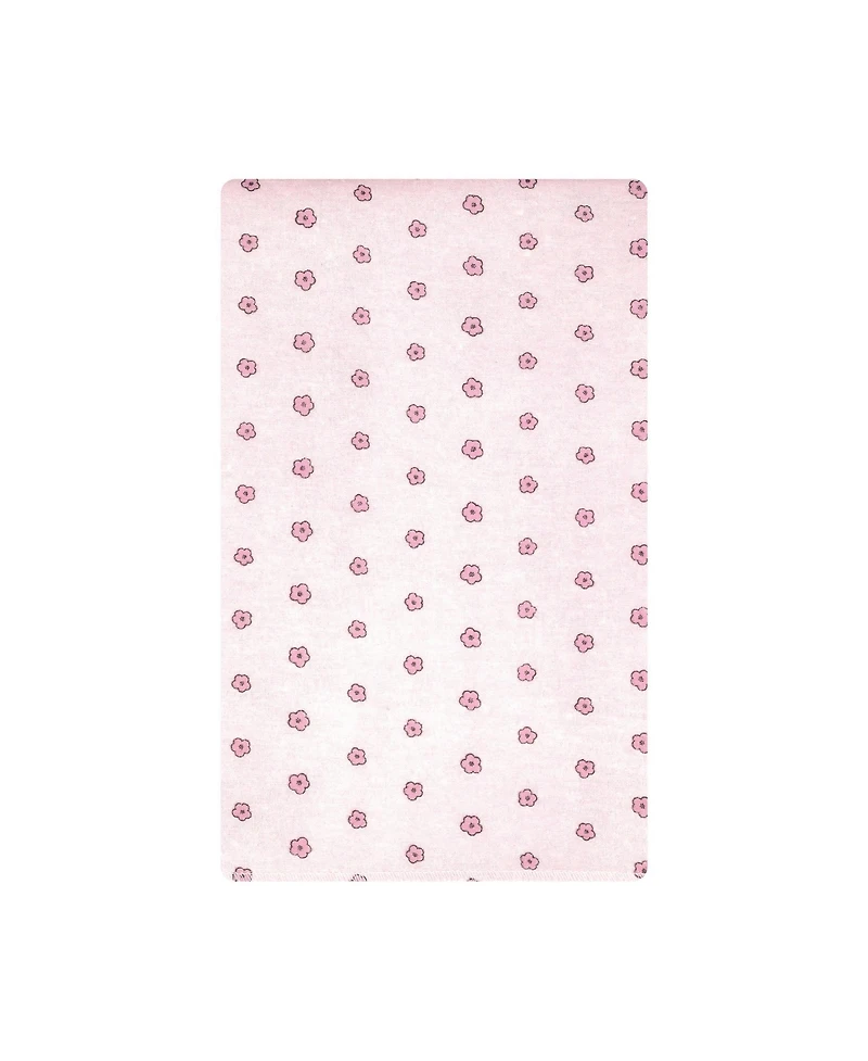 Hudson Baby Girl Cotton Poly Flannel Burp Cloths Bundle 12-Pack, Outline Floral Soft , One Size