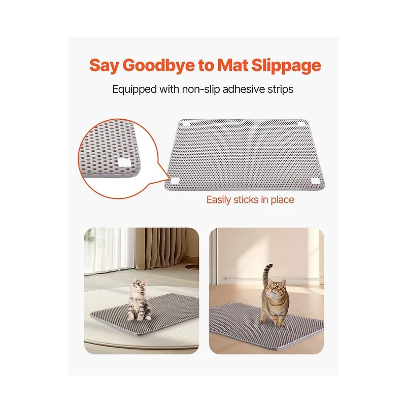 Sugift Cat Litter Mat 30 x 24 in Double-Layer Litter Box Mat Non-Slip and Urine-Proof