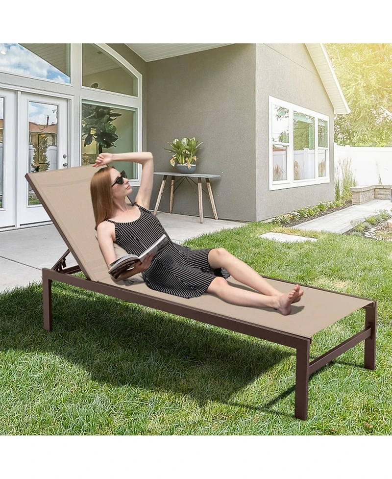 Clihome 6-Position Chaise Lounge Chairs with Rustproof Aluminium Frame