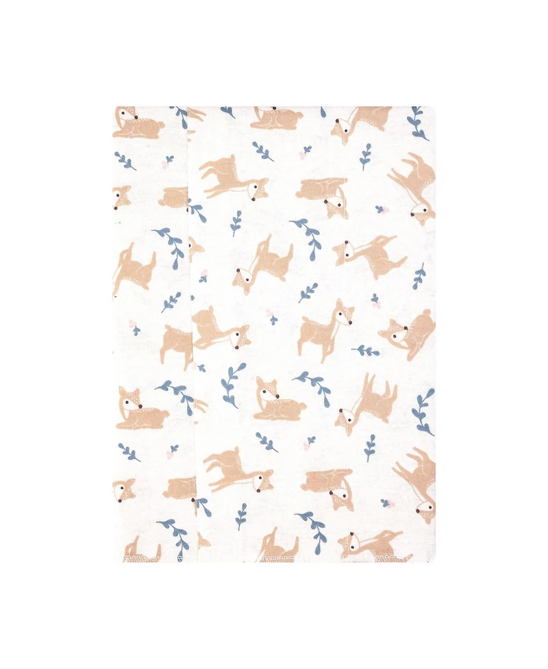 Hudson Baby Girl Cotton Poly Flannel Burp Cloths -Pack, Loves Me Deerly