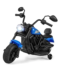 Mecale 6V Kids Motorcycle with Headlight and Music and Training Wheels-Navy