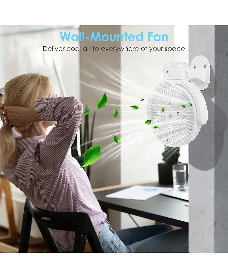 Gnuadz Portable Fan Wireless Remote Timer Led Night Light Oscillation Rechargeable Usb Camping 6000mAh
