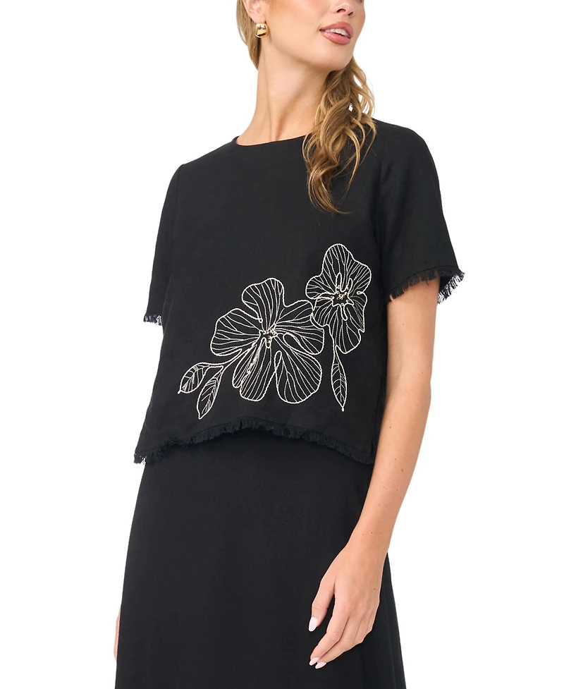 Vince Camuto Women's Short-Sleeve Crewneck Top
