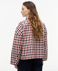 Tommy Hilfiger Women's Cotton-Blend Checked Parka Jacket