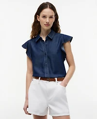 Tommy Hilfiger Women's Cotton-Blend Short-Sleeve Shirt