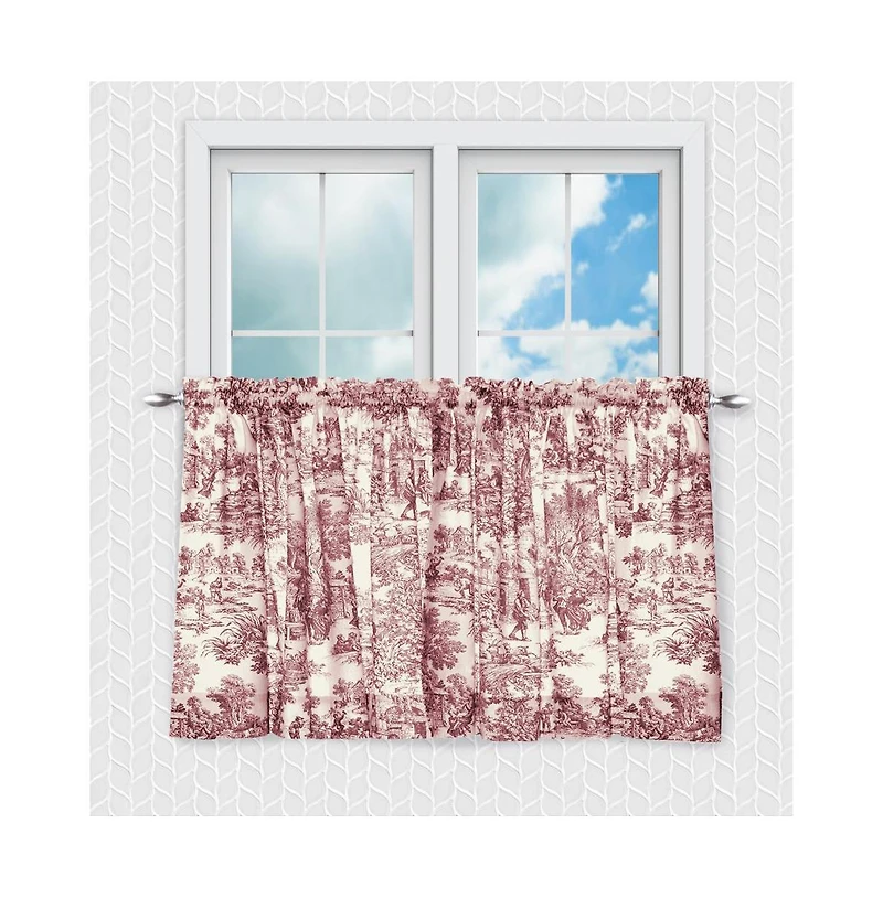 Skl Home Ellis Curtain Victoria Park Toile Design Printed Room Darkening 2-Piece Window Rod Pocket Pair