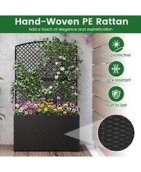 Gymax Raised Garden Bed Trellis Wicker Planter Box Privacy Screen
