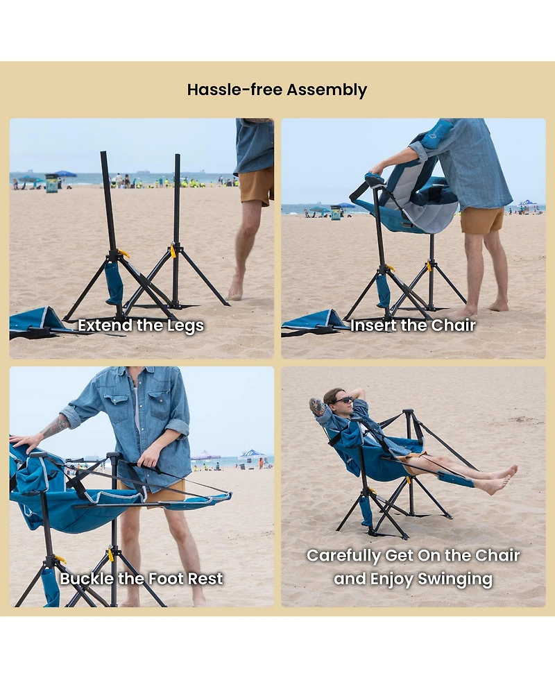 Arrowhead Outdoor 2-Pack Folding Hammock Camp Chair, Detachable Footrest, Padded Headrest and Seat, 2x Large Cup Holders, Supports 300lbs