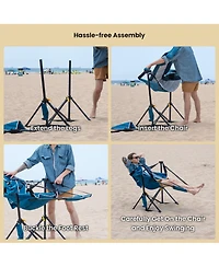 Arrowhead Outdoor 2-Pack Folding Hammock Camp Chair, Detachable Footrest, Padded Headrest and Seat, 2x Large Cup Holders, Supports 300lbs