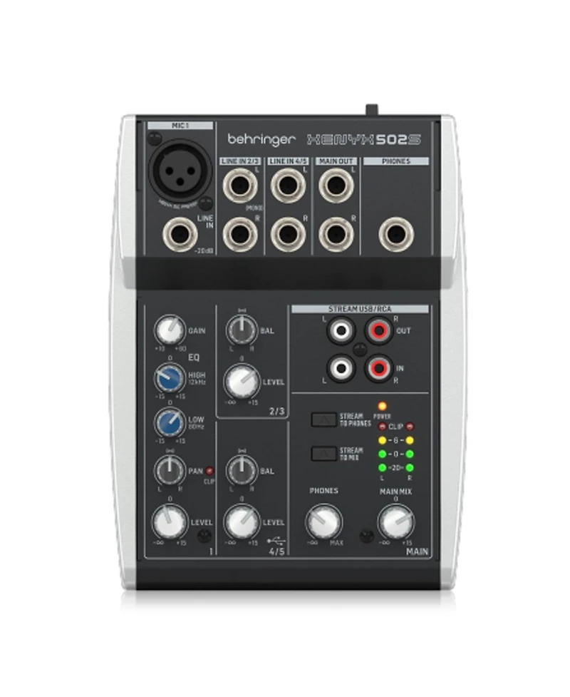 Behringer Xenyx 502S Premium Analog 5-Channel Mixer, Bundle with TAPH100 Headphones and Xlr Microphone Cable